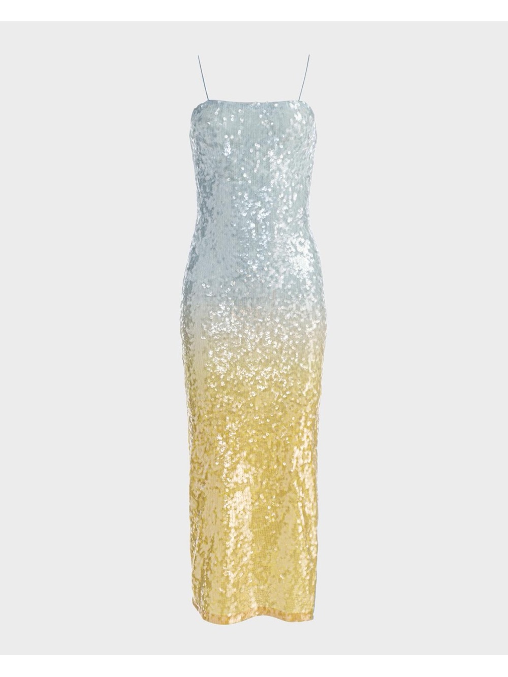 Alice + Olivia Light Blue to Gold Sequin Midi Slip Dress